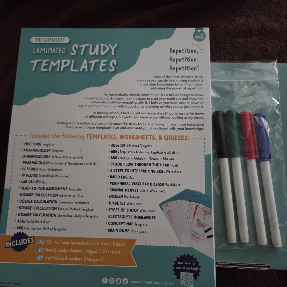 Complete Laminated Study Templates with Markers